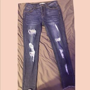 Dark wash ripped jeans